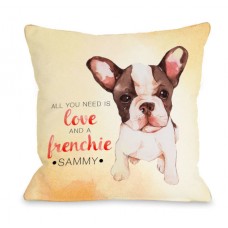 One Bella Casa Personalized Love and A Frenchie Throw Pillow HMW9545